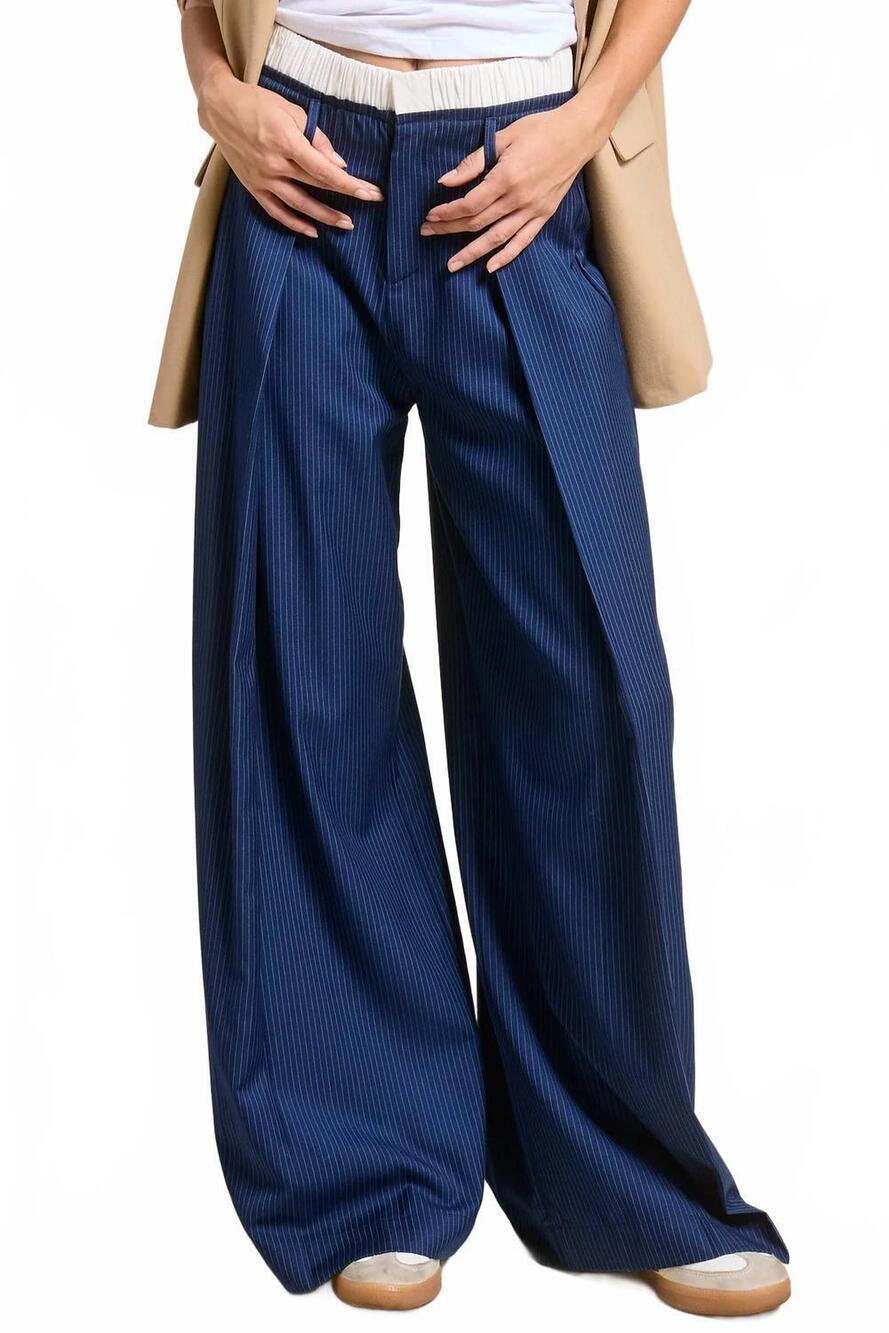NEW MIMOSA tailored pinstripe trouser in navy